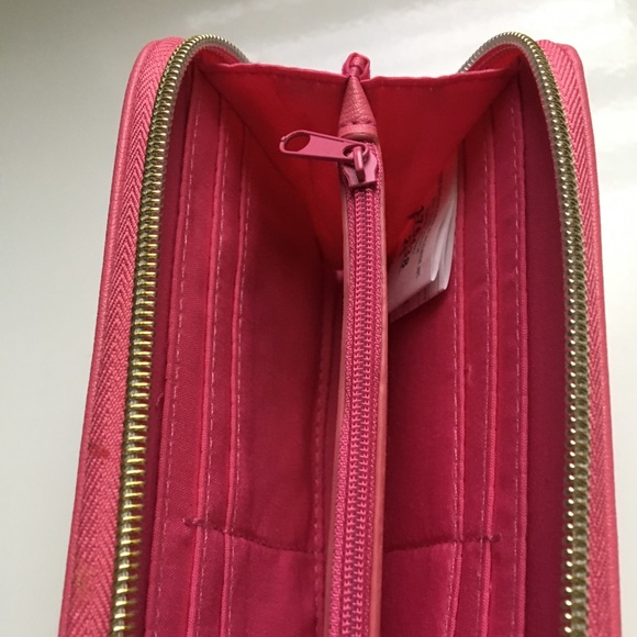 Passion Pink Clutch Wallet with Gold Zipper - Picture 3 of 5